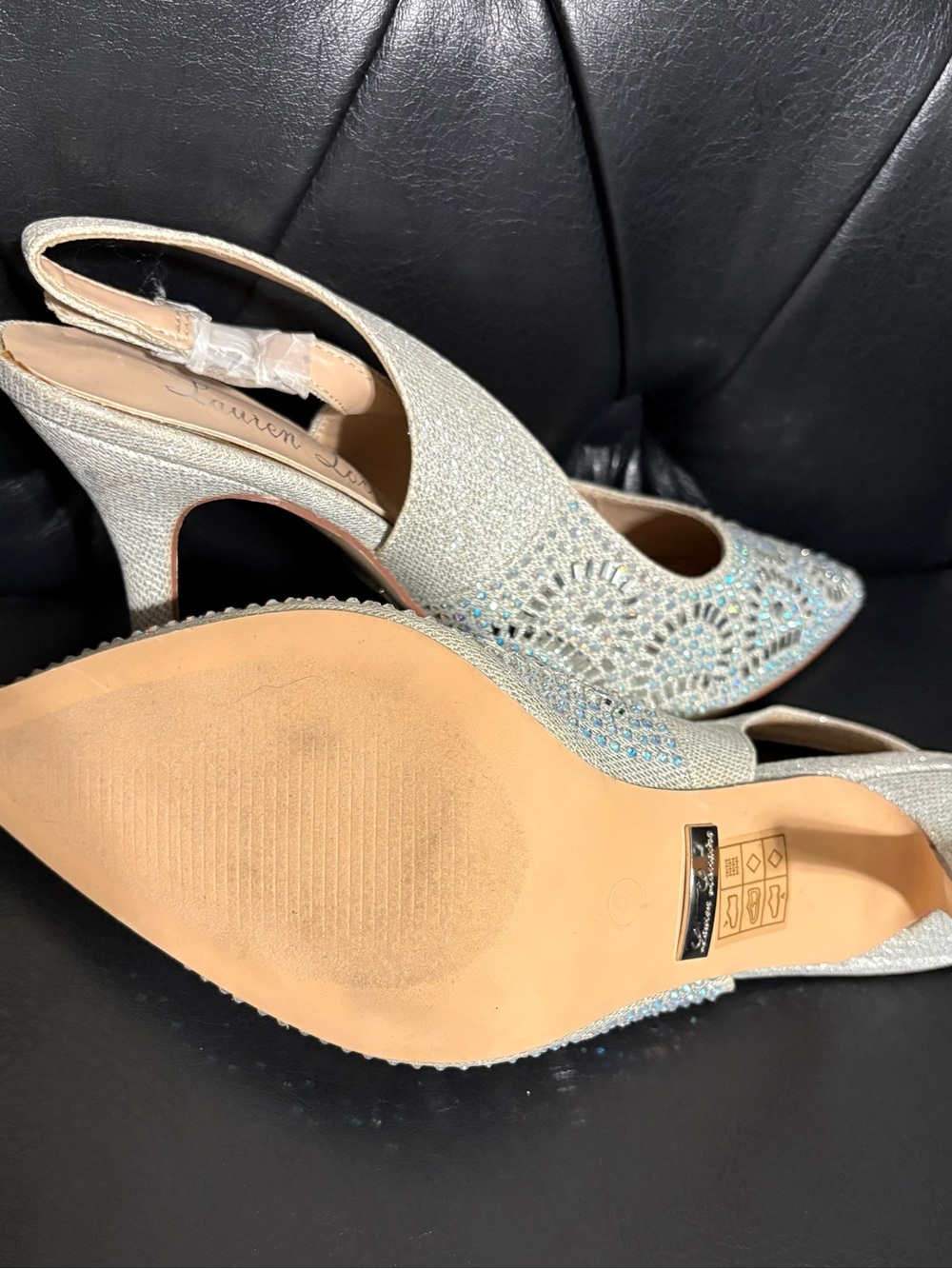 Lauren Lorraine Silver Crystal Slingback Pumps - Picture 3 of 5